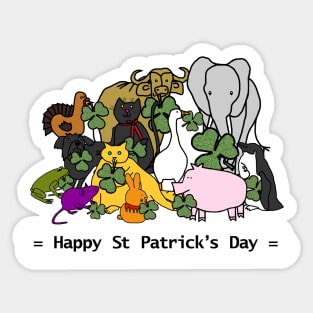Cute Animals say Happy St Patricks Day Sticker